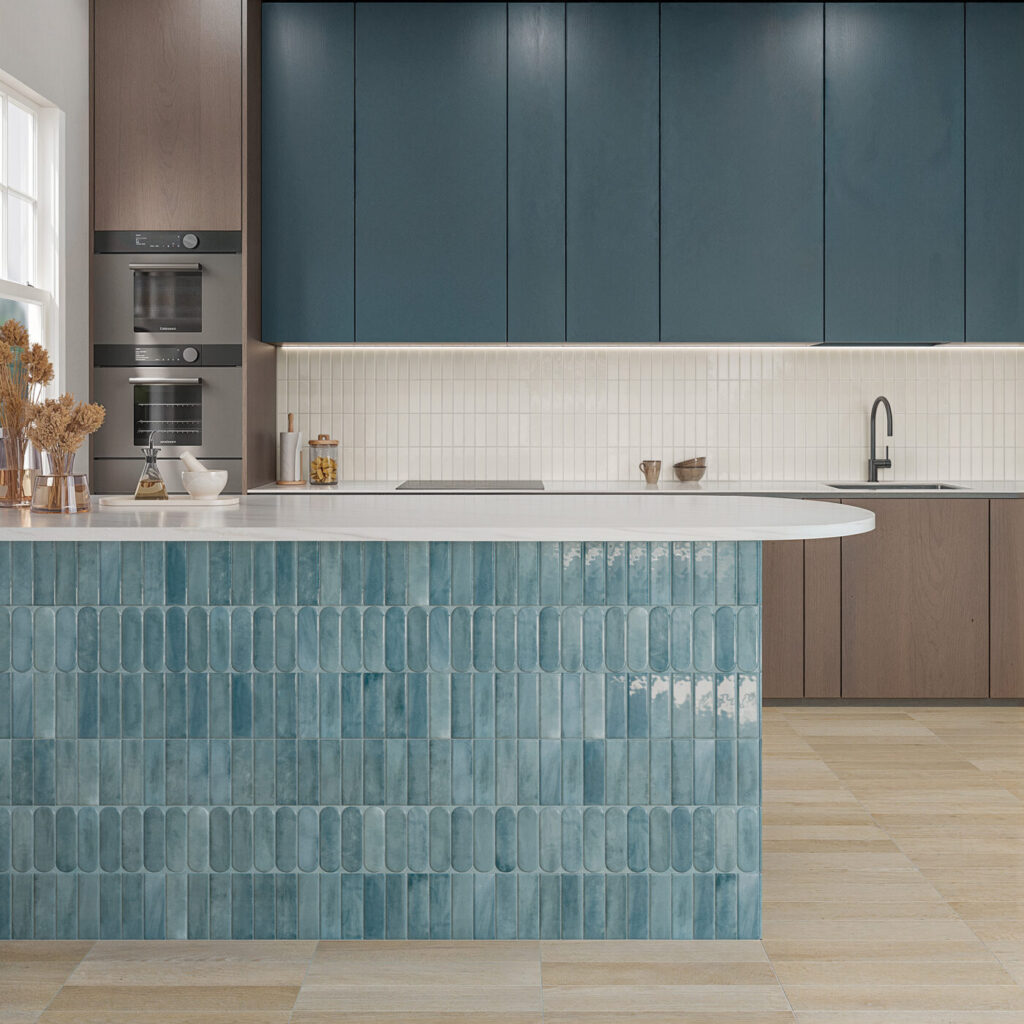 Calema Oval 2” x 6.3” Ocean wall sample