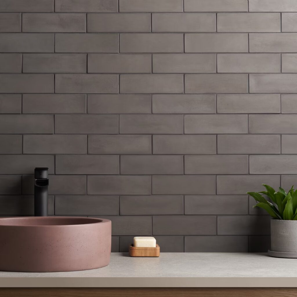 Color One Charcoal Gray 2X8 Matte wall sample 2