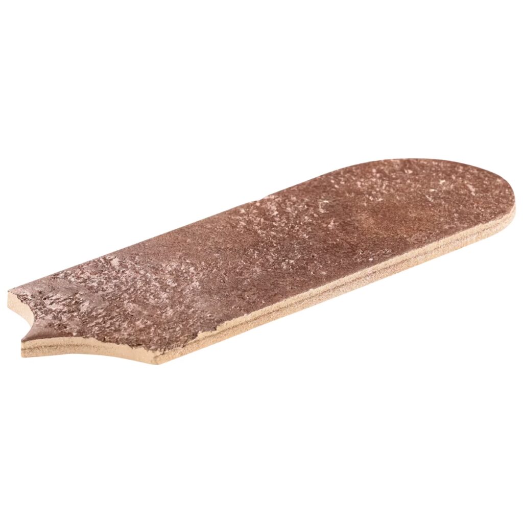Corali Canyon Terracotta 3x9 Textured Fish Scale Matte Ceramic Tile side view