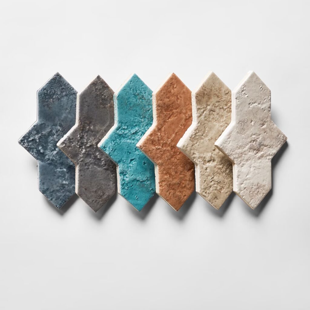 Greta Cruz Lagoon Blue 5x8 Glossy Textured Porcelain Tile all colors