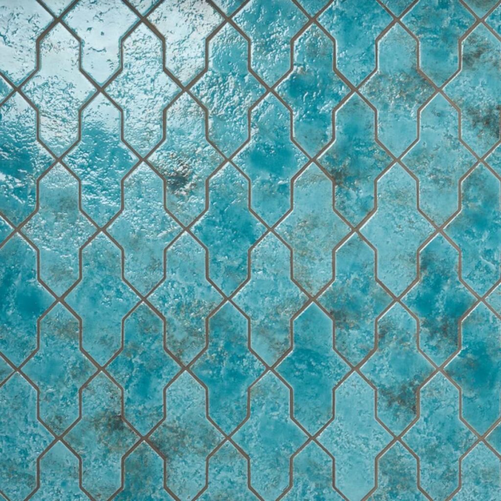 Greta Cruz Lagoon Blue 5x8 Glossy Textured Porcelain Tile grid