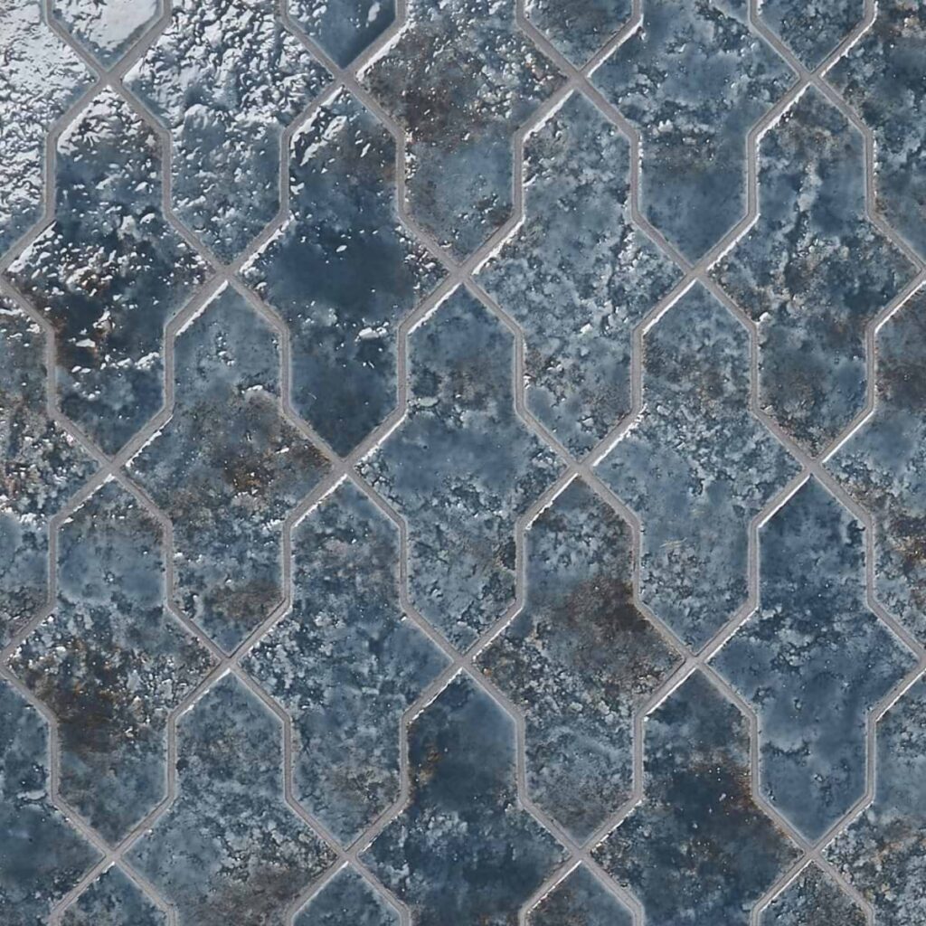 Greta Cruz Midnight Blue 5x8 Glossy Textured Porcelain Tile grid