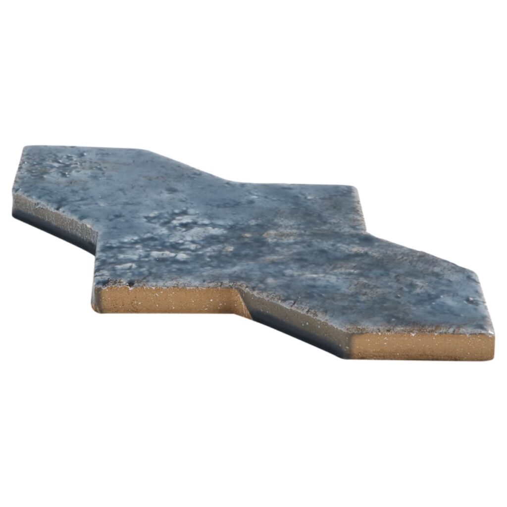 Greta Cruz Midnight Blue 5x8 Glossy Textured Porcelain Tile side angle