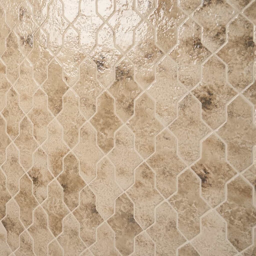 Greta Cruz Sand Beige 5x8 Glossy Textured Porcelain Tile grid