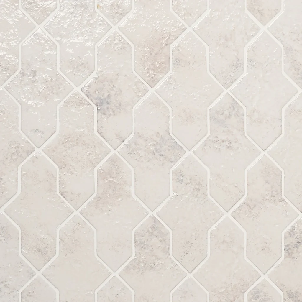 Greta Cruz Seashell White 5x8 Glossy Textured Porcelain Tile grid