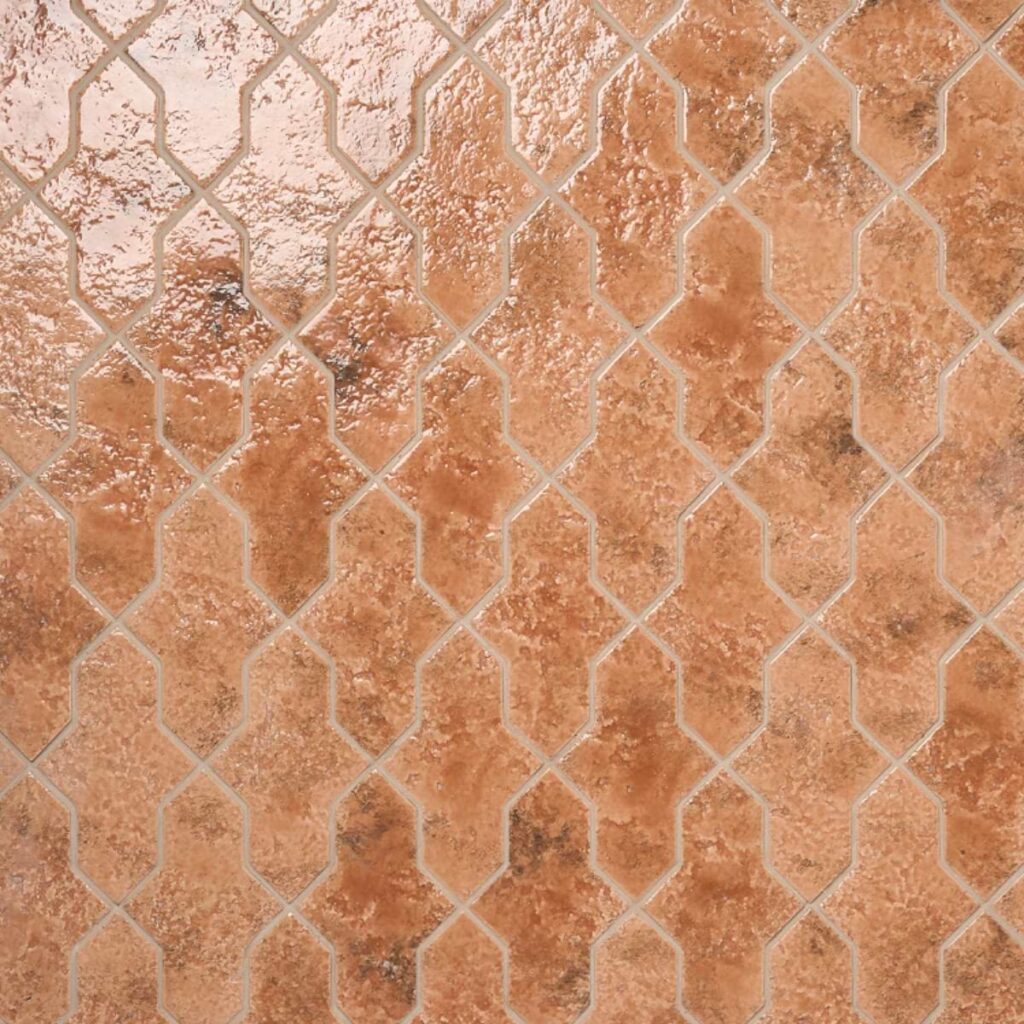 Greta Cruz Sunset Terracotta 5x8 Glossy Textured Porcelain Tile grid
