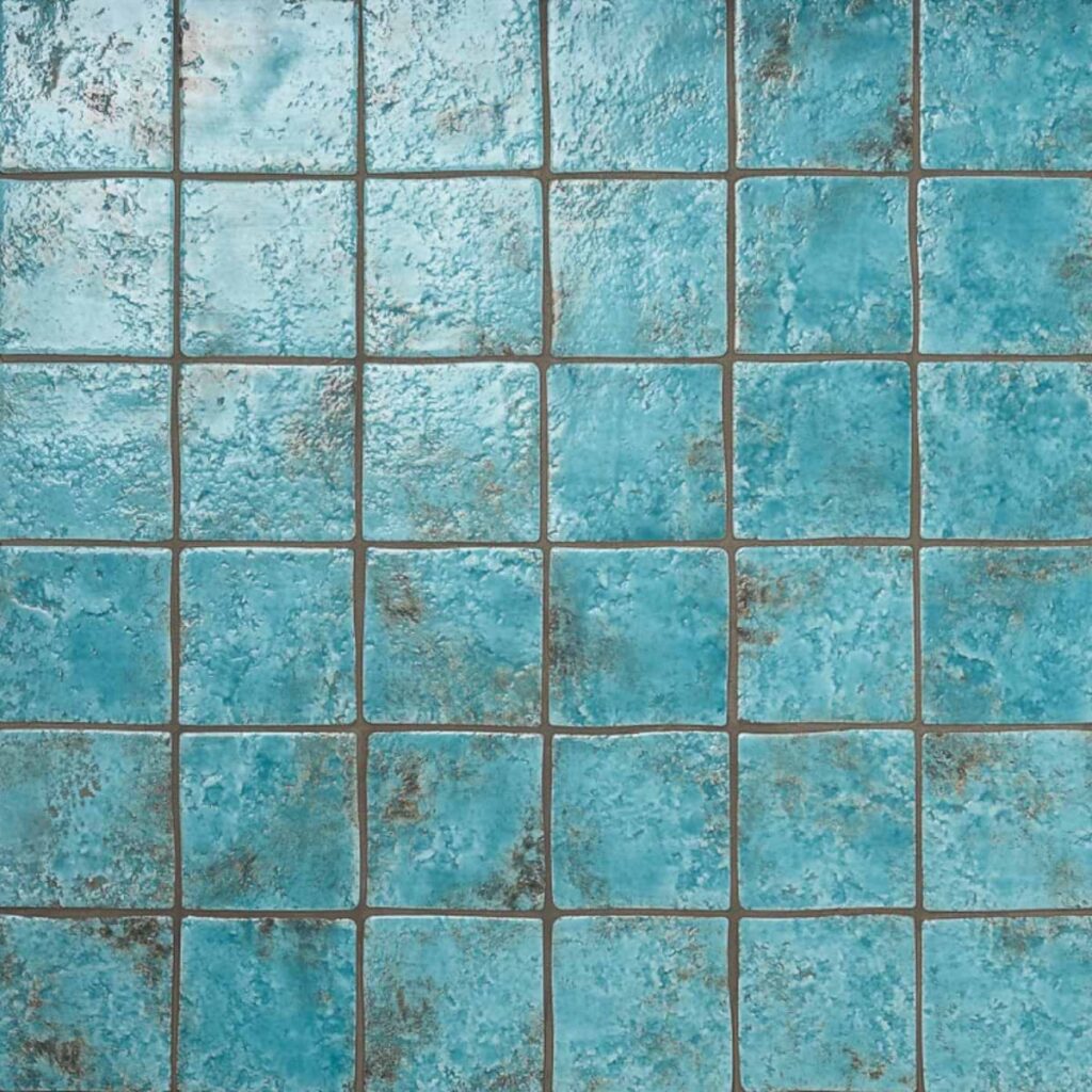 Greta Lagoon Blue 5x5 Glossy Textured Porcelain Tile grid