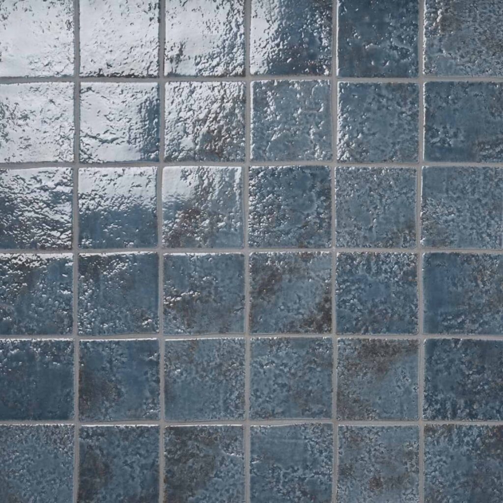 Greta Midnight Blue 5x5 Glossy Textured Porcelain Tile grid