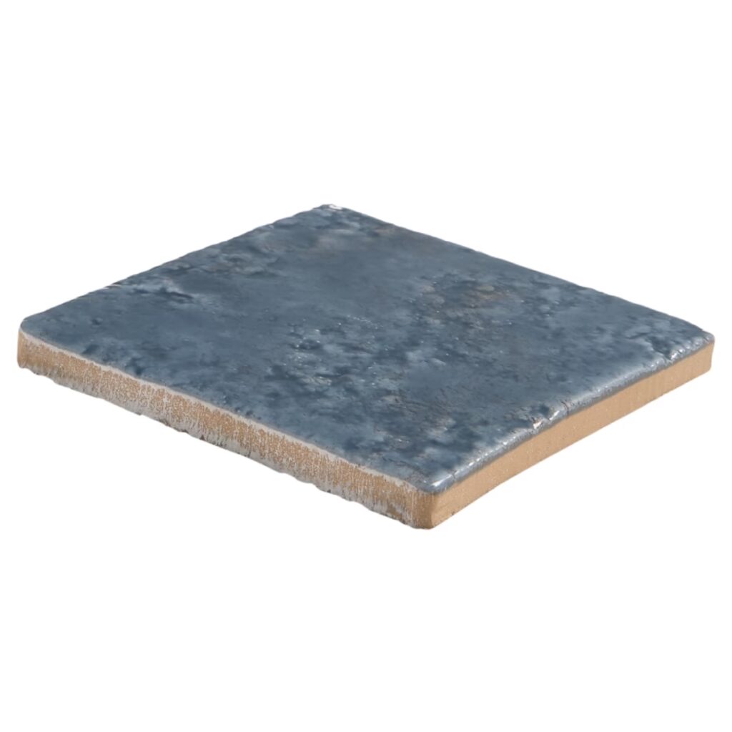 Greta Midnight Blue 5x5 Glossy Textured Porcelain Tile side view