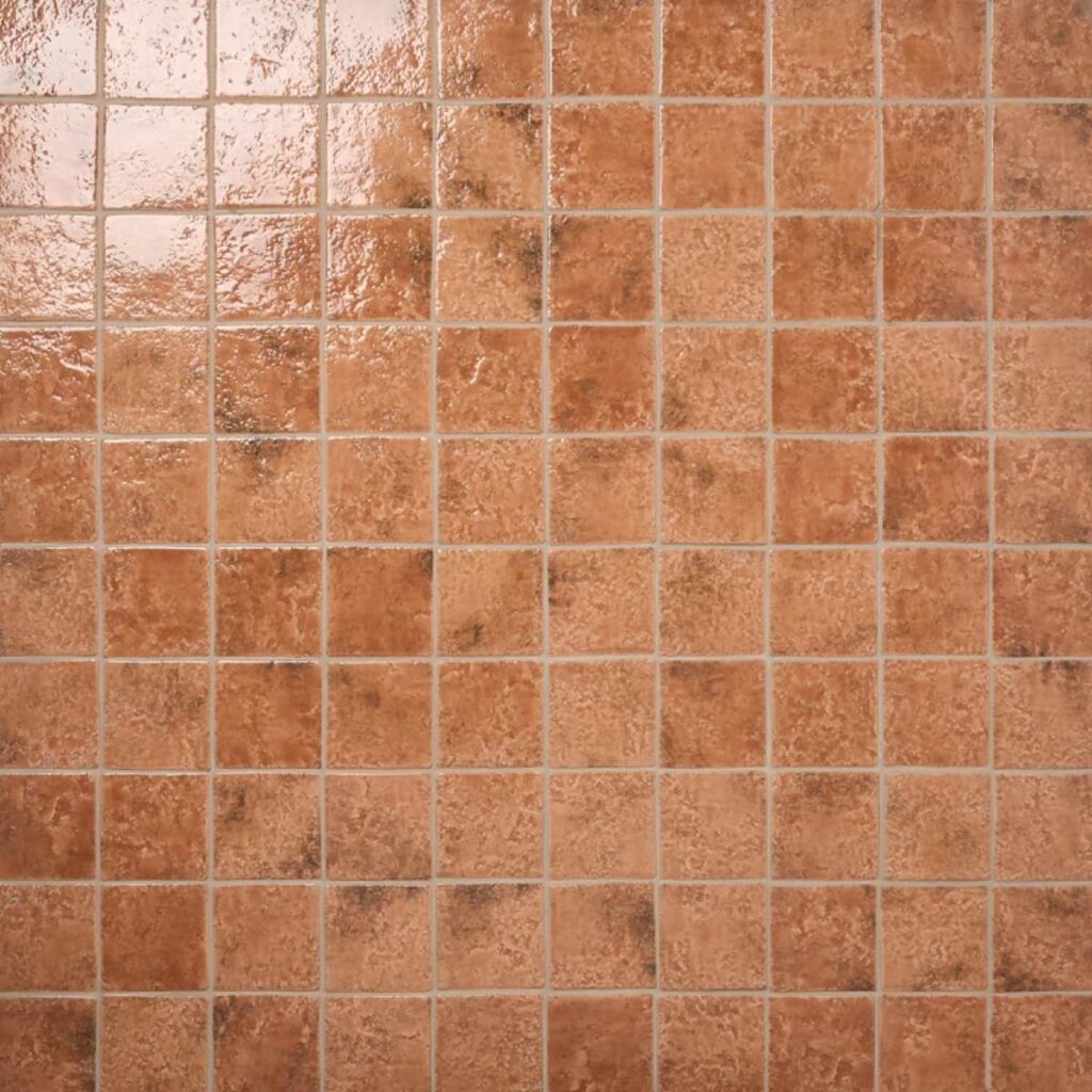 Greta Sunset Terracotta 5x5 Glossy Textured Porcelain Tile grid
