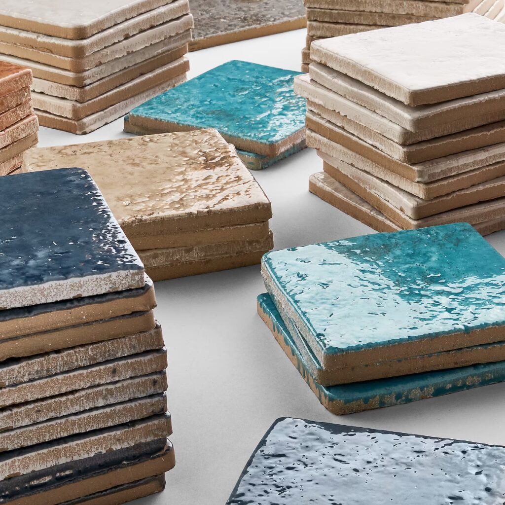 Greta Sunset Terracotta 5x5 Glossy Textured Porcelain Tile multi colors