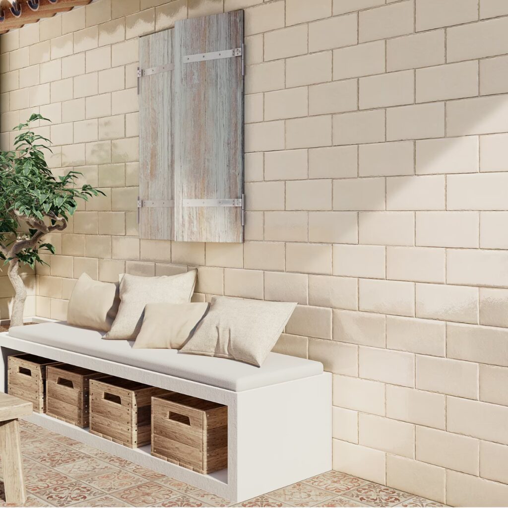 Jamesport Beige 6x12 Glossy Porcelain Subway Tile wall sample
