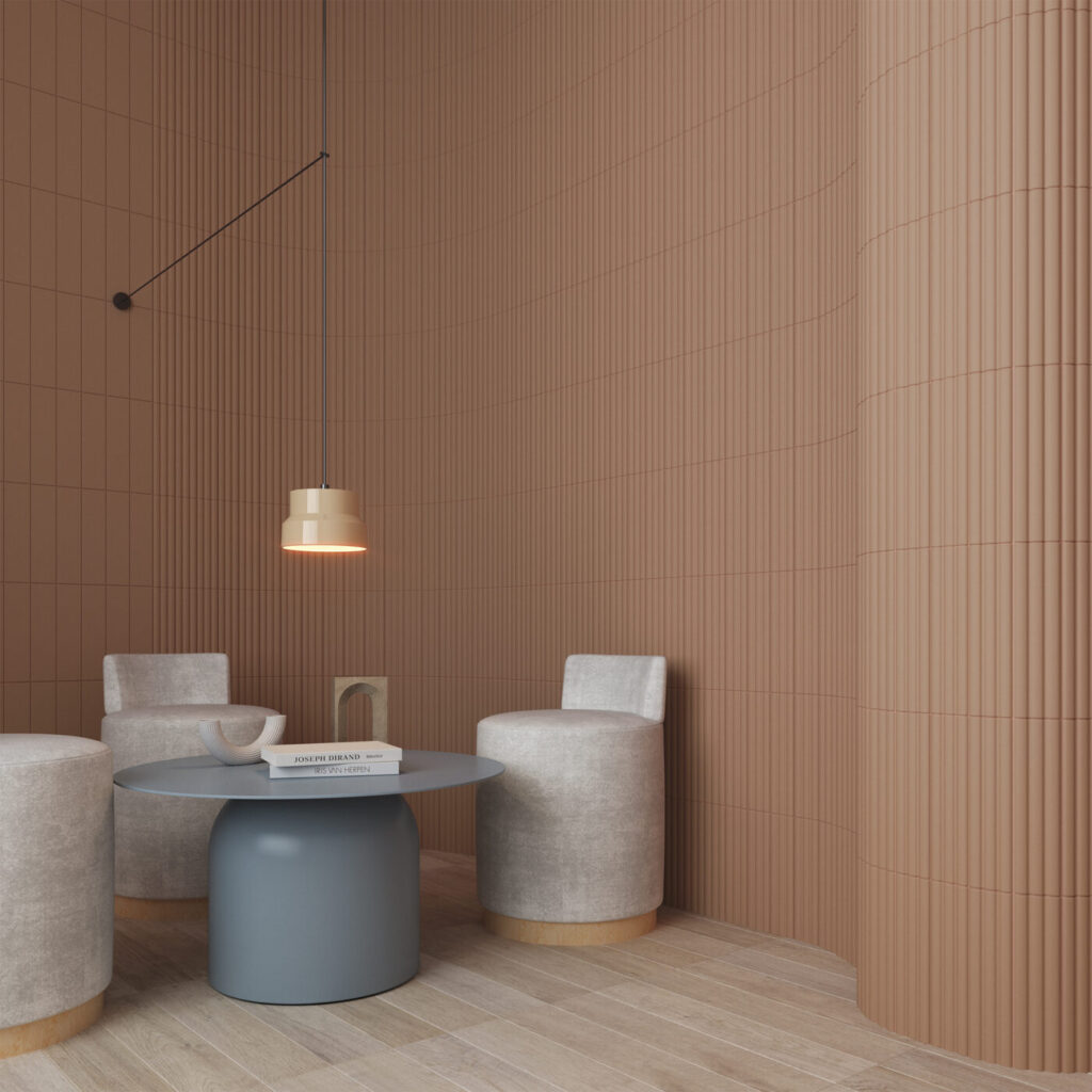 Match 2.5 x 10 Matte tan curved wall sample