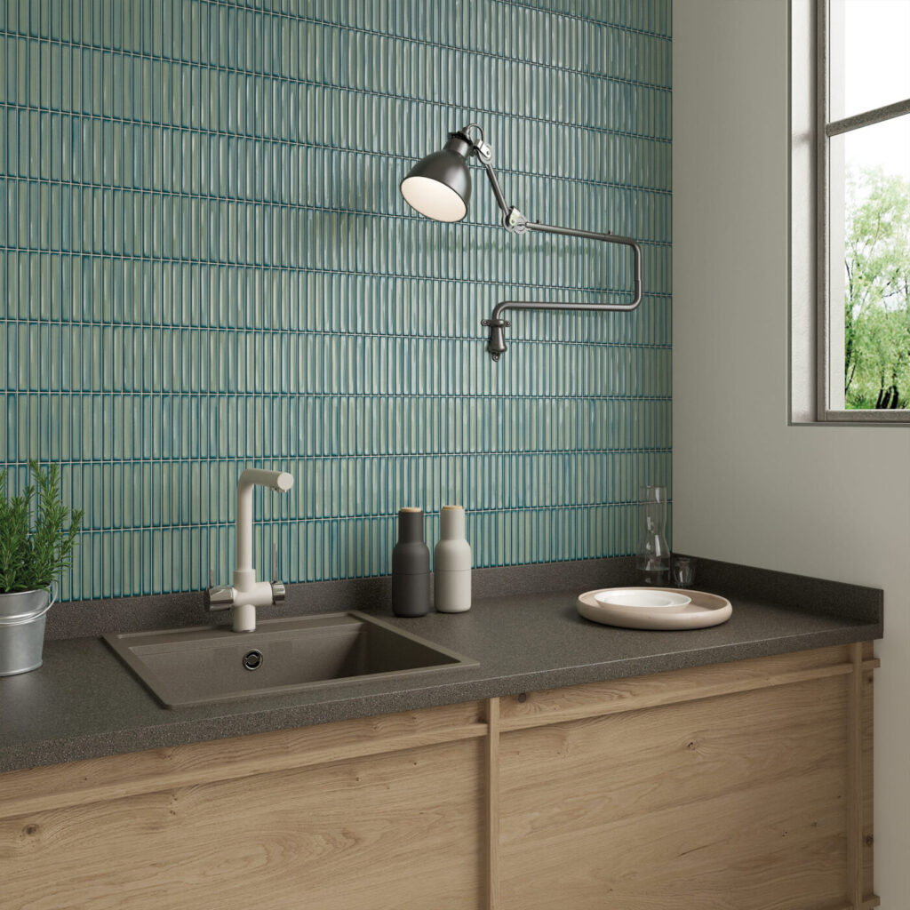 Osaka Bars 5 x 10 green kitchen backsplash wall sample