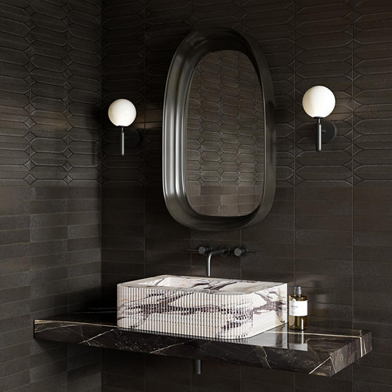 Terramater 3.5 x 15 Rectangle Carbone bathroom setting
