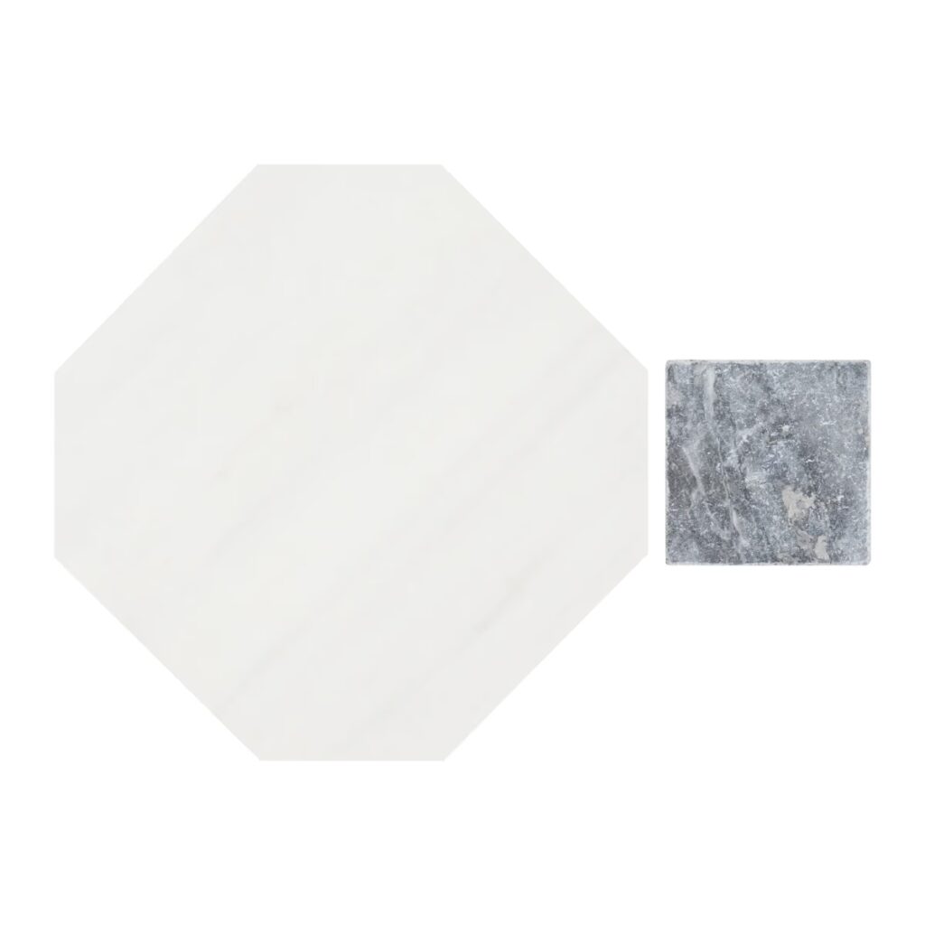 Alaris Glacier White 8 Octagon Lovina Gray Dot 