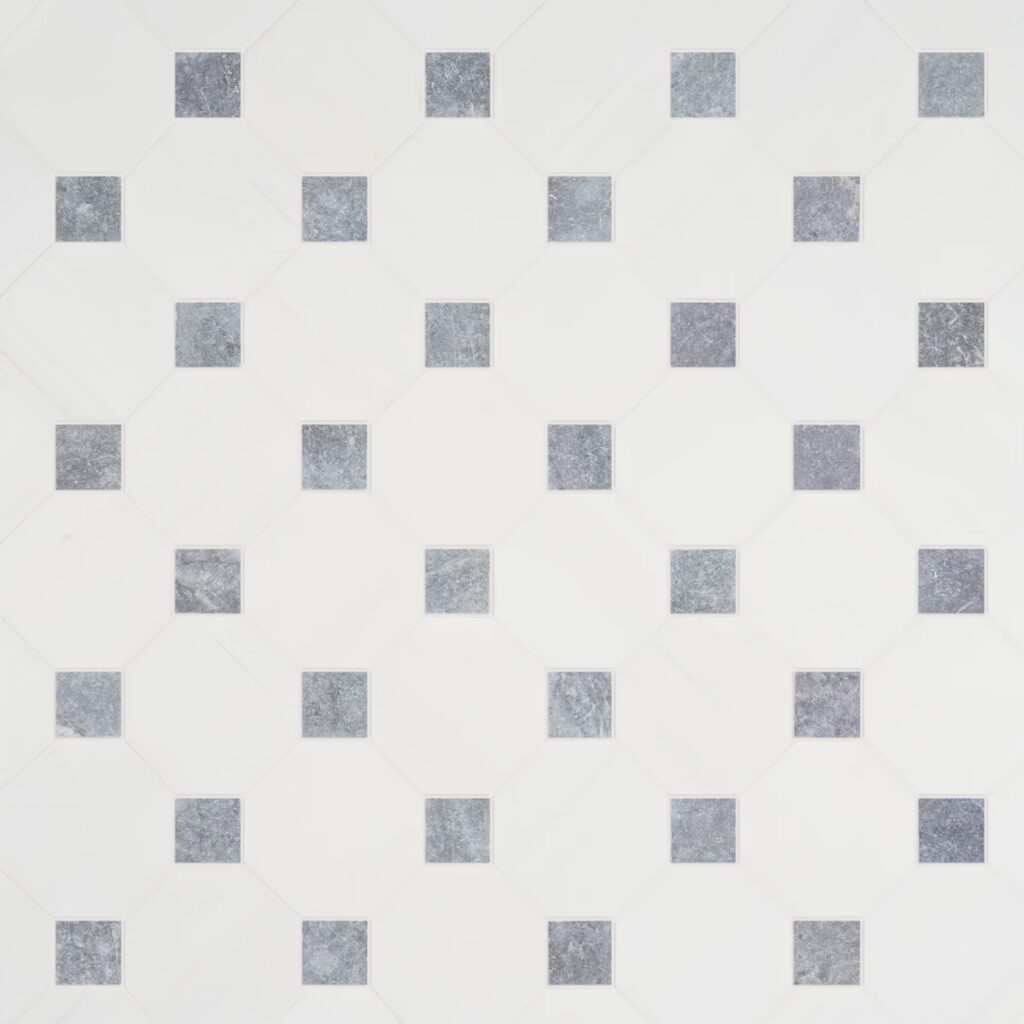 Alaris Glacier White 8 Octagon Lovina Gray Dot Layout01