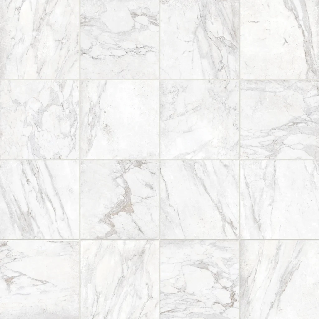 Antica Roma 12 x 12 Matte Porcelain Tile in Bianco grid