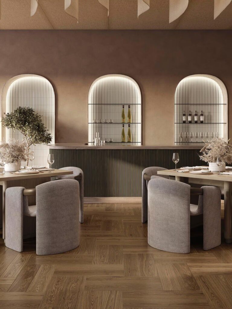 Blinds 12 x 6 sea wall sample resturant setting
