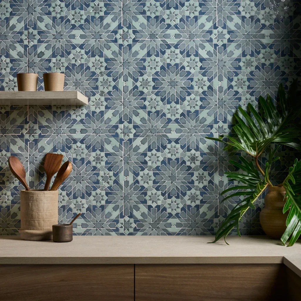 Cantico Taza Ocean Blue Mixed Finish Roomscene01