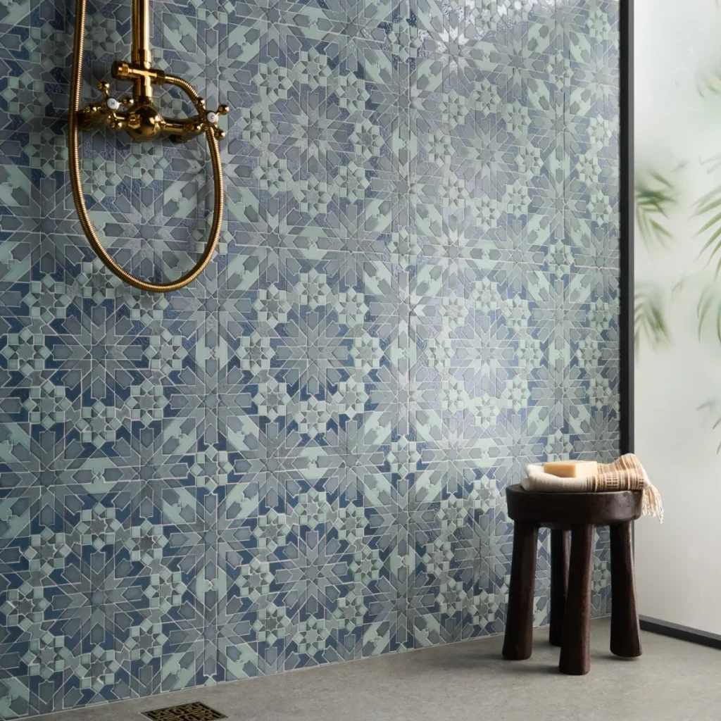 Cantico Taza Ocean Blue Mixed Finish Roomscene02