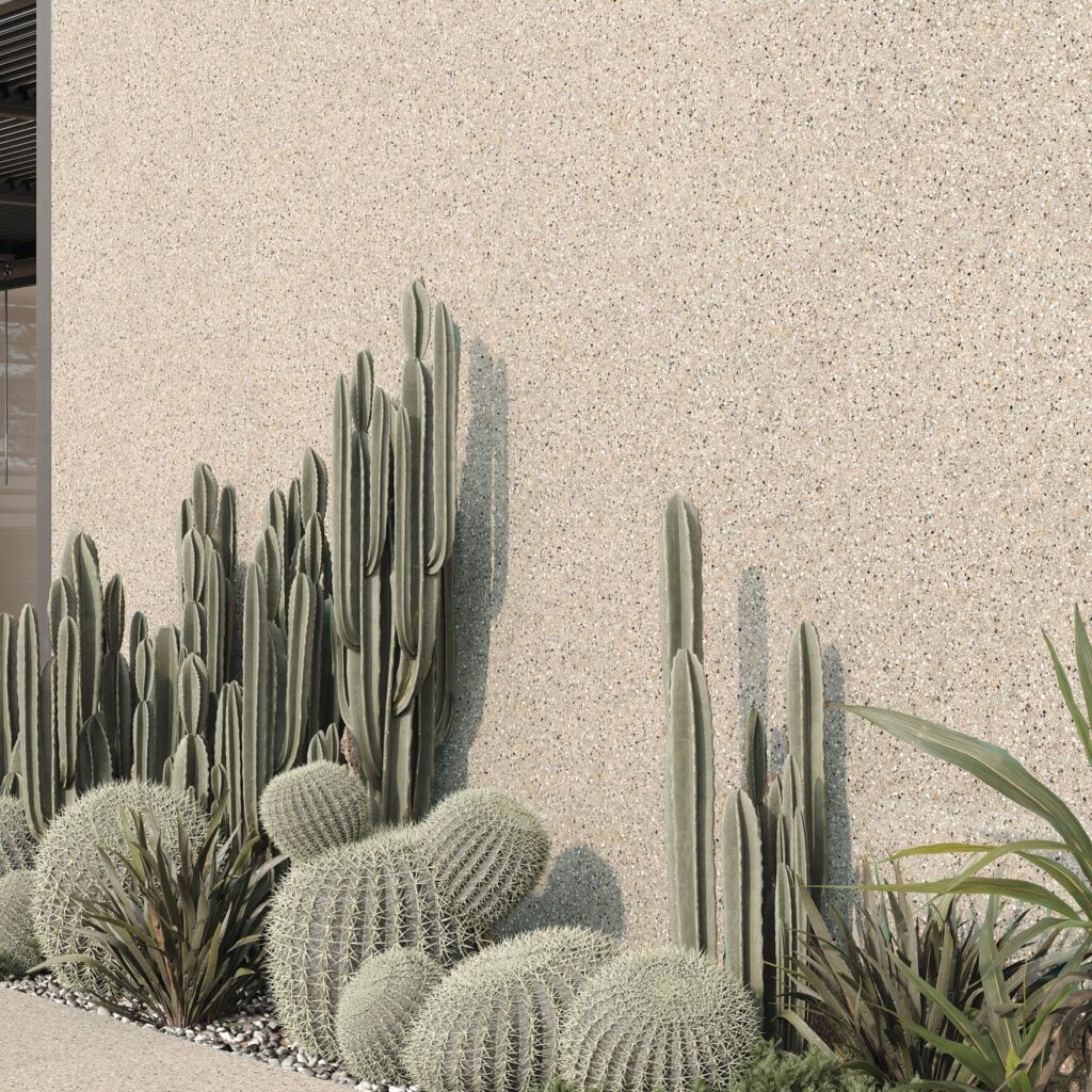 Mystere 24 x 24 Structured Porcelain Tile in Sand wall smaple