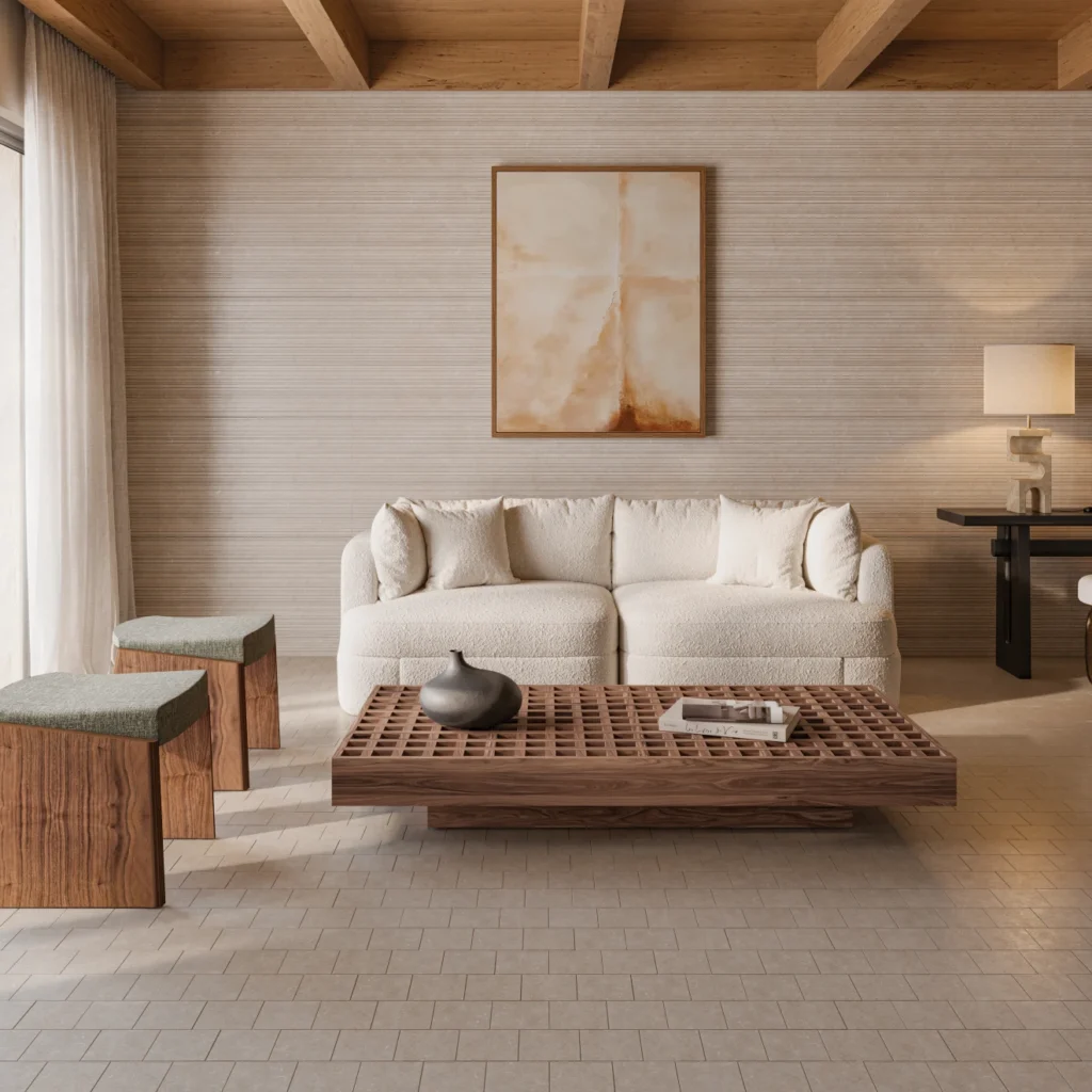 Oda 24 x 48 Soft Textured Matte Ceramic Coast Deco in Light wall smaple