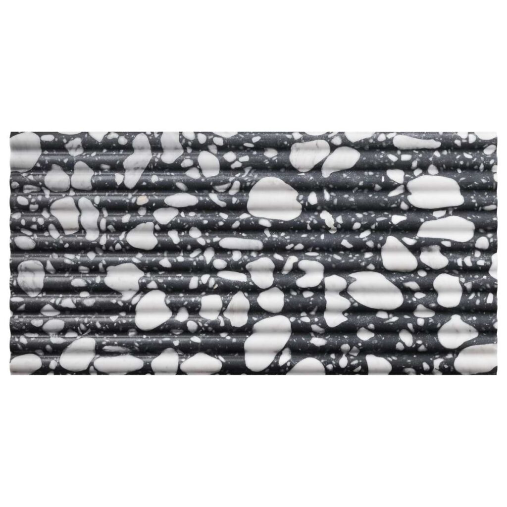 Terrazzo Italy Fluted Sacra Nero Black & White 12X24