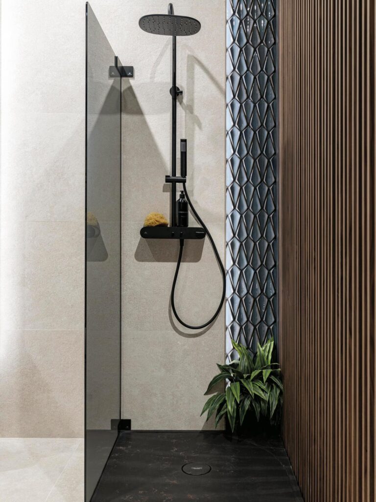 Tusk Mosaic navy shower wall sample