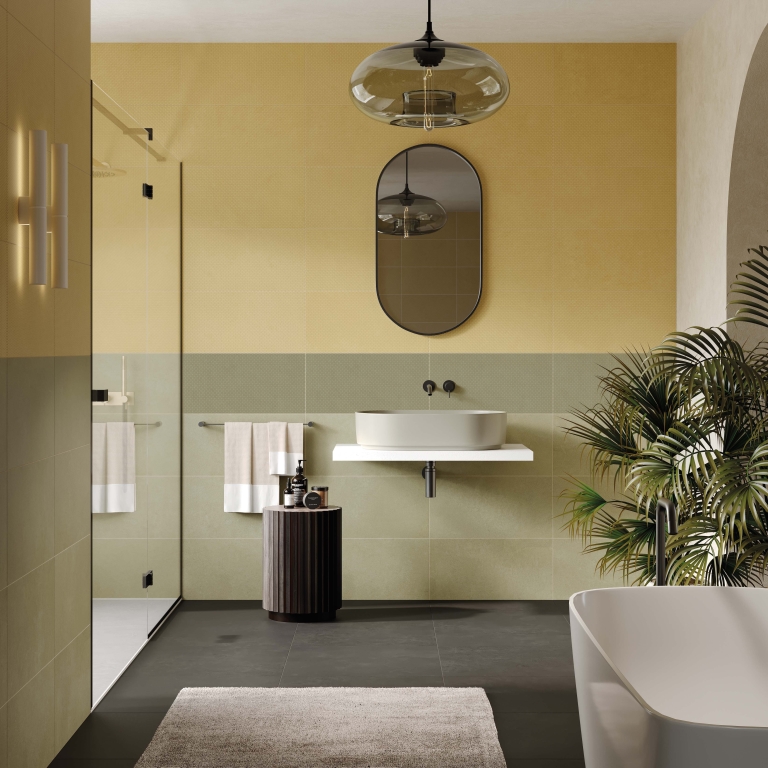 AGIO - 12X24 KNIT, MENTA, MATTE bathroom wall sample