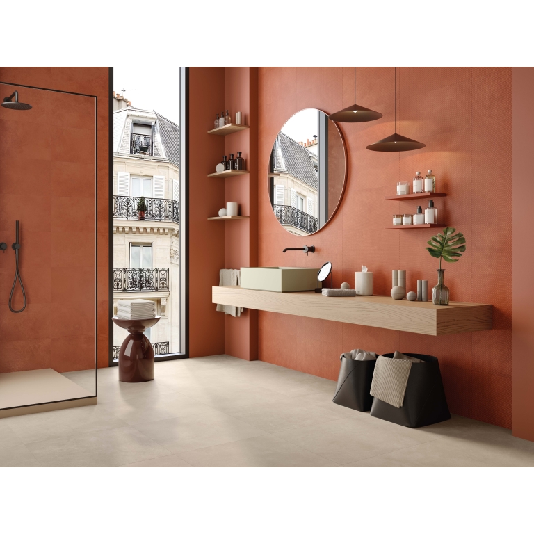 AGIO - 12X24 KNIT, RINO, MATTE bathroom setting