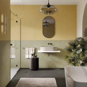 AGIO - 12X24 KNIT, SENAPE, MATTE bathroom setting