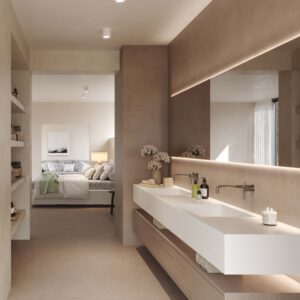 AGIO - 12X24 SLIM, DUNA, MATTE bathroom setting