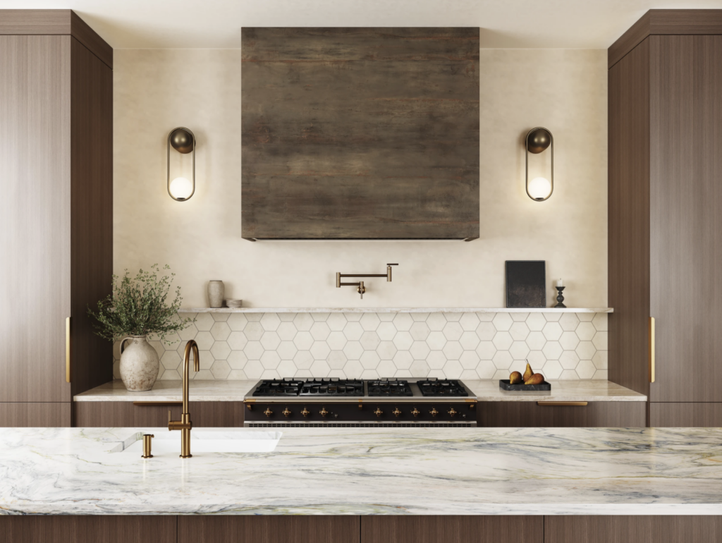 Caspian Bisque 3 Honed Marble Mesh Back Hexagon Mosaic ktichen backsplash sample