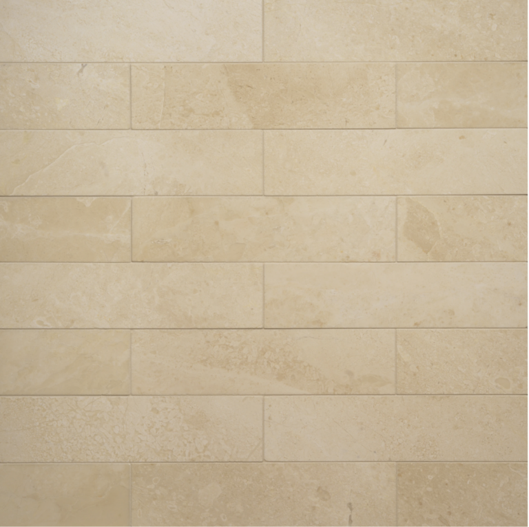 Caspian Bisque 3 x 12 Honed Marble Mesh Back Tile