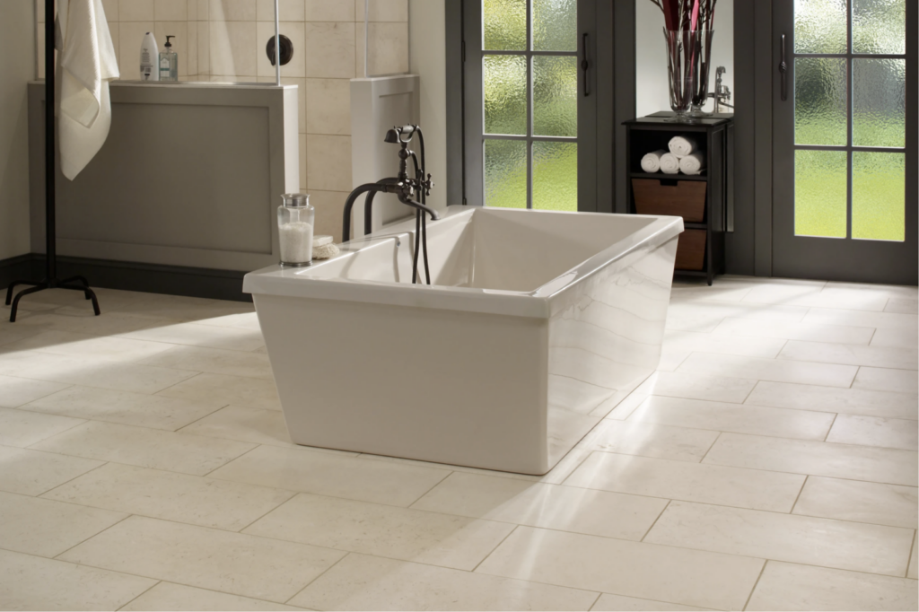 Corinthian White 12 x 24 Floor & Wall Tile floor sample bathroom