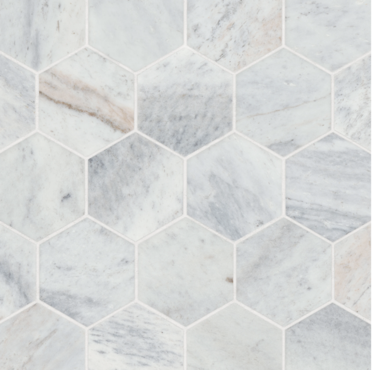 Glorious Blue 3 Honed Hexagon Marble Mosaic